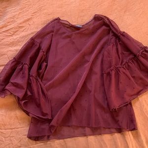 Express Red See Through Top